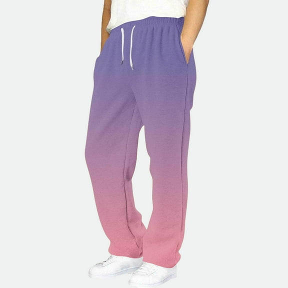 BRGZLK Boys Pants Gradient Color Loose Sweatpants Open Bottom Casual Elastic Waist Sport Joggers Pants with Side Pockets Purple 14-15 Years