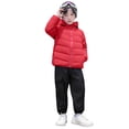 thumbnail image 1 of BRGZLK Boys Winter Coats Unisex Lightweight Padded Coat Solid Color Zipper Hooded Windproof and Warm Short Style Winter Coat Red 14-15 Years, 1 of 4