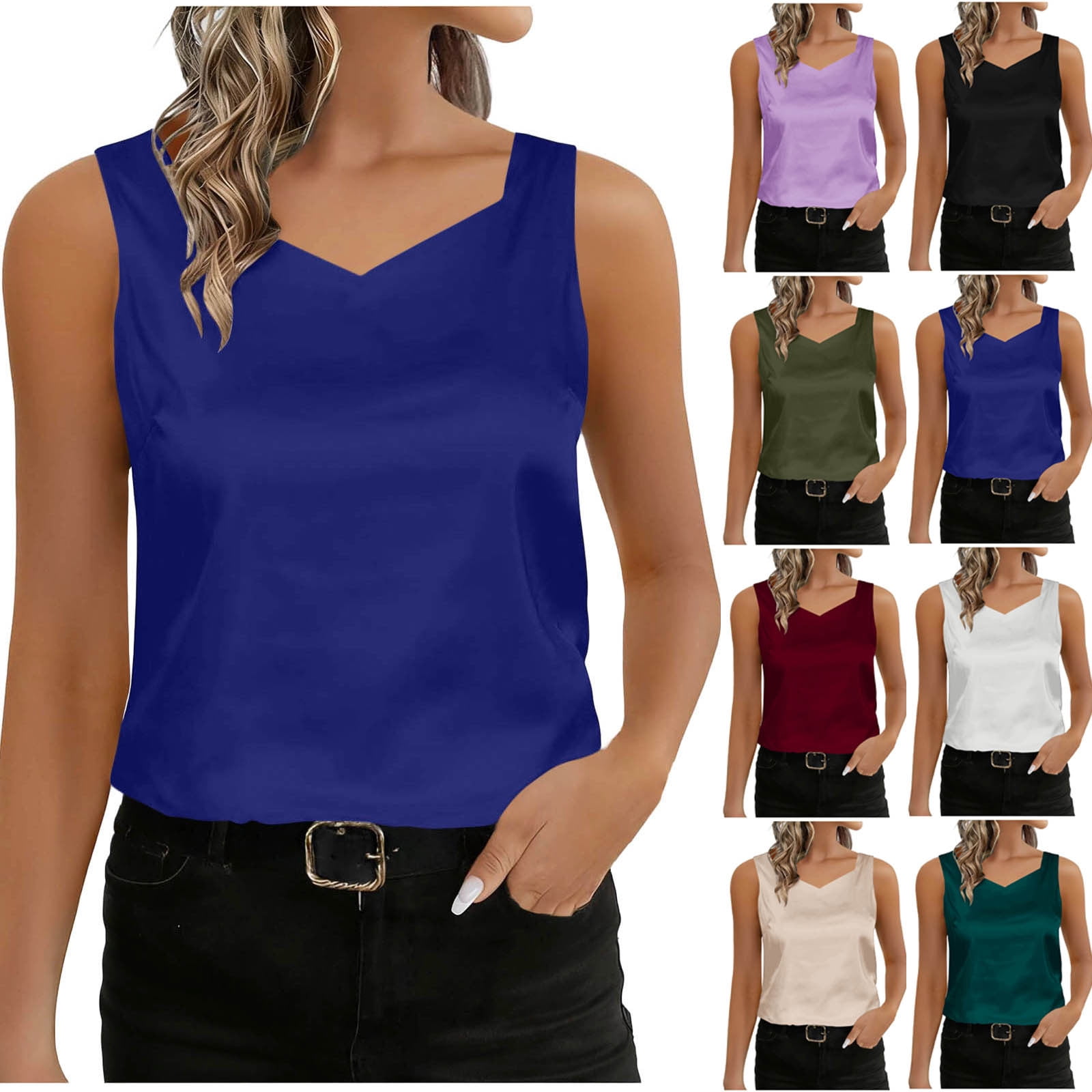 BRGZLK Cami Top For Women V Neck Strappy Sleeveless Casual