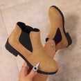 thumbnail image 1 of BRGZLK Chelsea Ankle Boots for Women Classic Versatile Slip-On Low Chunky Heel Comfortable Short Booties Easy On Commute Work Shoes with Side Zipper Brown 41, 1 of 8
