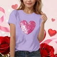 thumbnail image 1 of BRGZLK Children Valentine Day Tshirts Trendy Casual Cute Love Heart Print Graphic Round Neck Short Sleeve T Shirt Top Valentine's Gifts Tops Purple 3-4 Years, 1 of 6