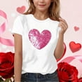 thumbnail image 1 of BRGZLK Children Valentine Day Tshirts Trendy Casual Cute Love Heart Print Graphic Round Neck Short Sleeve T Shirt Top Valentine's Gifts Tops White 5-6 Years, 1 of 6