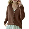 thumbnail image 1 of BRGZLK Children's Basic Cardigan Boys Girls Fall Classic Solid Color Loose V-Neck Button Knit Bottom Cardigan Sweater Top Coffee 6-7 Years, 1 of 3