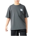 thumbnail image 1 of BRGZLK Children's Clothing Boys Girls Summer Cute Letter Print Round Neck T-Shirt Outdoor Daily Short Sleeved Top Gray 12-13 Years, 1 of 3