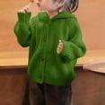 thumbnail image 1 of BRGZLK Children's Solid Color Hooded Long Sleeved Sweater Casual Button Up Cardigan Kids School 𝚄niform Fall Winter Warm Clothes Coat Green 8-9 Years, 1 of 6