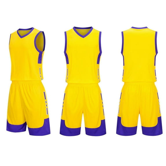 BRGZLK Children's Sports Shorts Sets Kids Trendy Solid Color Casual Round Neck Sleeveless Basketball Shirt With Elastic Waist Shorts Sports Quick Dry Set Yellow 11-12 Years