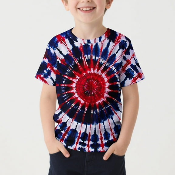 BRGZLK Children's Summer Short Sleeved Top Boys Girls Cute Printed Pattern Blouse Casual Versatile Round Neck T-Shirt Multicolor 9-10 Years