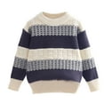 thumbnail image 1 of BRGZLK Children's Winter Striped Pullover Sweater Long-sleeved Top Fall Winter Boys Girls School Casual Warm Soft Sweater Blue 7-8 Years, 1 of 2
