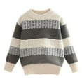 thumbnail image 1 of BRGZLK Children's Winter Striped Pullover Sweater Long-sleeved Top Fall Winter Boys Girls School Casual Warm Soft Sweater Green 5-6 Years, 1 of 2