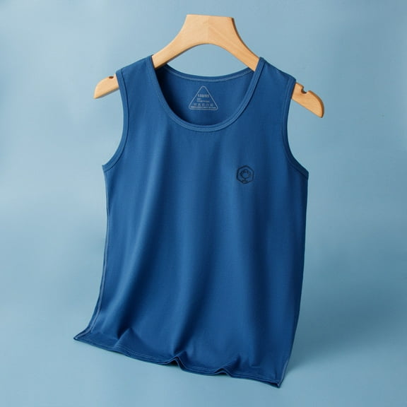 BRGZLK Childrens 2 Piece Summer Outfits Boys Girls Loose Plus Size Thin Sleeveless Tank Tops and Elastic Waist Shorts Sets Blue 14-15 Years