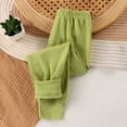thumbnail image 1 of BRGZLK Childrens Solid Color Cotton Fall Winter Thickening Elastic Waist Sports Worn Casual Leggings For Kids Green 5-6 Years, 1 of 3