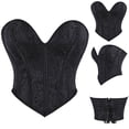 thumbnail image 1 of BRGZLK Corset Tops for Women Trendy Lace Up Back Waist Cincher Heart Overbust Lift Tummy Control Strapless Crop Tank Top Going Out Outfits Black XS, 1 of 6