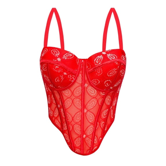 BRGZLK Corsets for Women Solid Color Vintage Fishbone Fitted Waist Corset Halter Camisole Top Themed Party Outfits Red A 36
