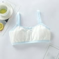 thumbnail image 1 of BRGZLK Cotton Girls Training Bra Kids Solid Soft Comfortable Spaghetti Strap Bra Thin Style Breathable Student Underwear for 7-10 Years Blue Free Size, 1 of 3