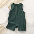 thumbnail image 1 of BRGZLK Cotton Romper for Toddler Boys Girls Sleeveless Soft Newborn Infant Onesie Baby Summer Breathable Snap-up Short Jumpsuit Rompers with Pockets Green 1-2 Years, 1 of 3