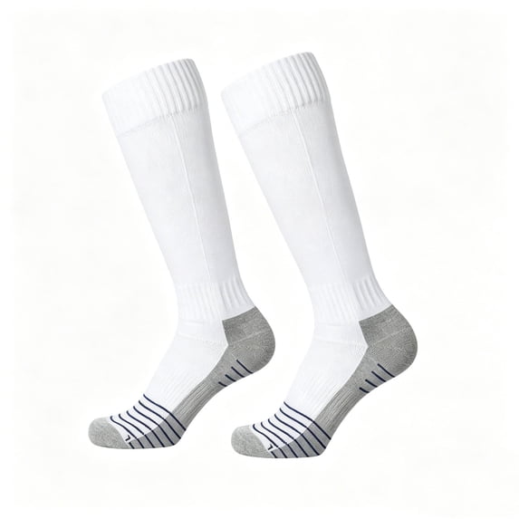 BRGZLK Cushioned Soccer Socks for Boys Girls Lightweight Soft Breathable Terry Bottom Non Slip Student Training Sports Socks Knee High Athletic Socks White 3-6 Years