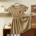 thumbnail image 1 of BRGZLK Cute Dresses for Girls Summer 2026 Casual Cute Polka Dot Cherry Print Peter Pan Collar Dresses Ruffle Short Sleeve Soft Comfy Midi Sundress Brown 6-12 Months, 1 of 3