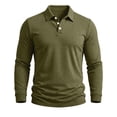 thumbnail image 1 of BRGZLK Fahion Waffle Shirts for Men Fall Winter Solid Color Turn-Down Collar Button-Down Breathable Dress Shirt Long Sleeve Soft Comfortable T-Shirts Army Green XL, 1 of 6