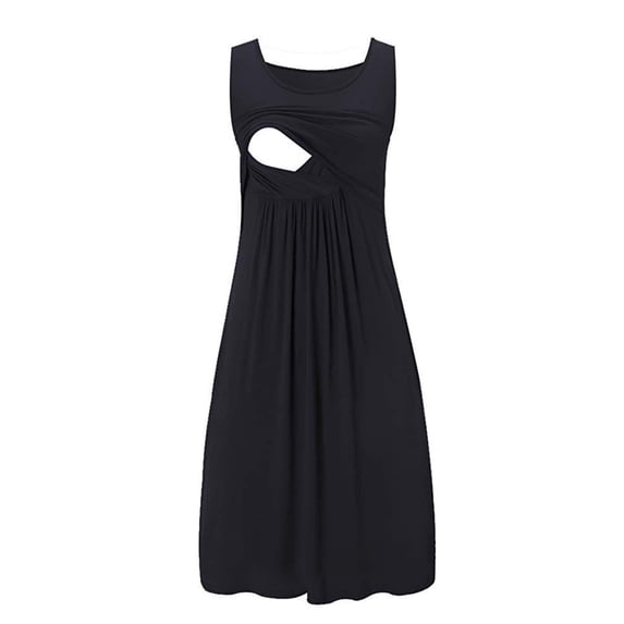 BRGZLK Women's Maternity Dress Sleeveless Vest Striped Round Neck Knee Length Home Nursing Suitable For Baby Bathing