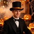 thumbnail image 1 of BRGZLK Felt Top Hat Magician Hat Adults Lightweight Comfortable Costume Accessory with Elegant Black Ribbon Ringmaster Hat for Halloween Christmas Dress Up Orange Free Size, 1 of 4