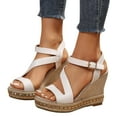 thumbnail image 1 of BRGZLK Fish Mouth Slope Heel Thick Bottom One Line Buckle Casual Roman Shoes Solid Color Concise Sandals, 1 of 1