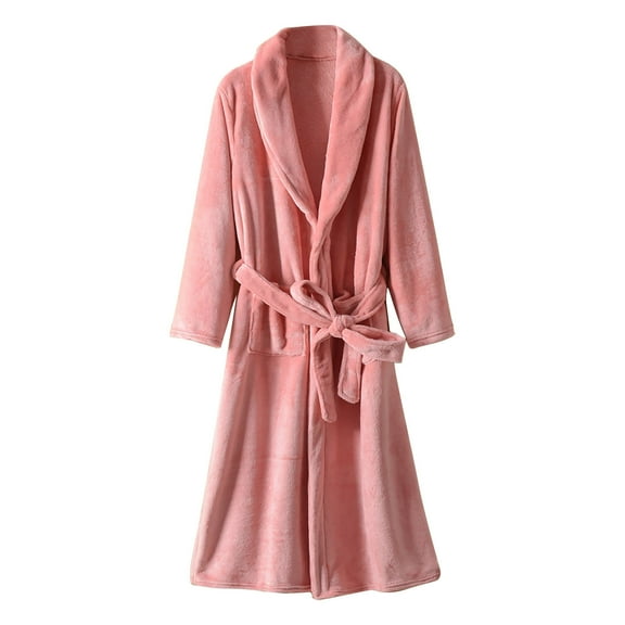 BRGZLK Flannel Dressing Gowns for Women Fleece Robes Belted Bathrobes Cozy Soft Plush Velvet Pyjamas Fluffy Pajamas Loungewear Winter Long Nightgowns with Pockets XL-4XL