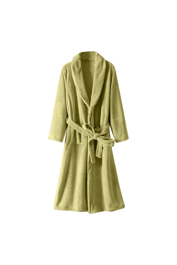 Flannel Dressing Gowns for Women Fleece Robes Belted Bathrobes Cozy Soft Plush Velvet Pyjamas Fluffy Pajamas Loungewear Winter Long Nightgowns with Pockets XL-4XL