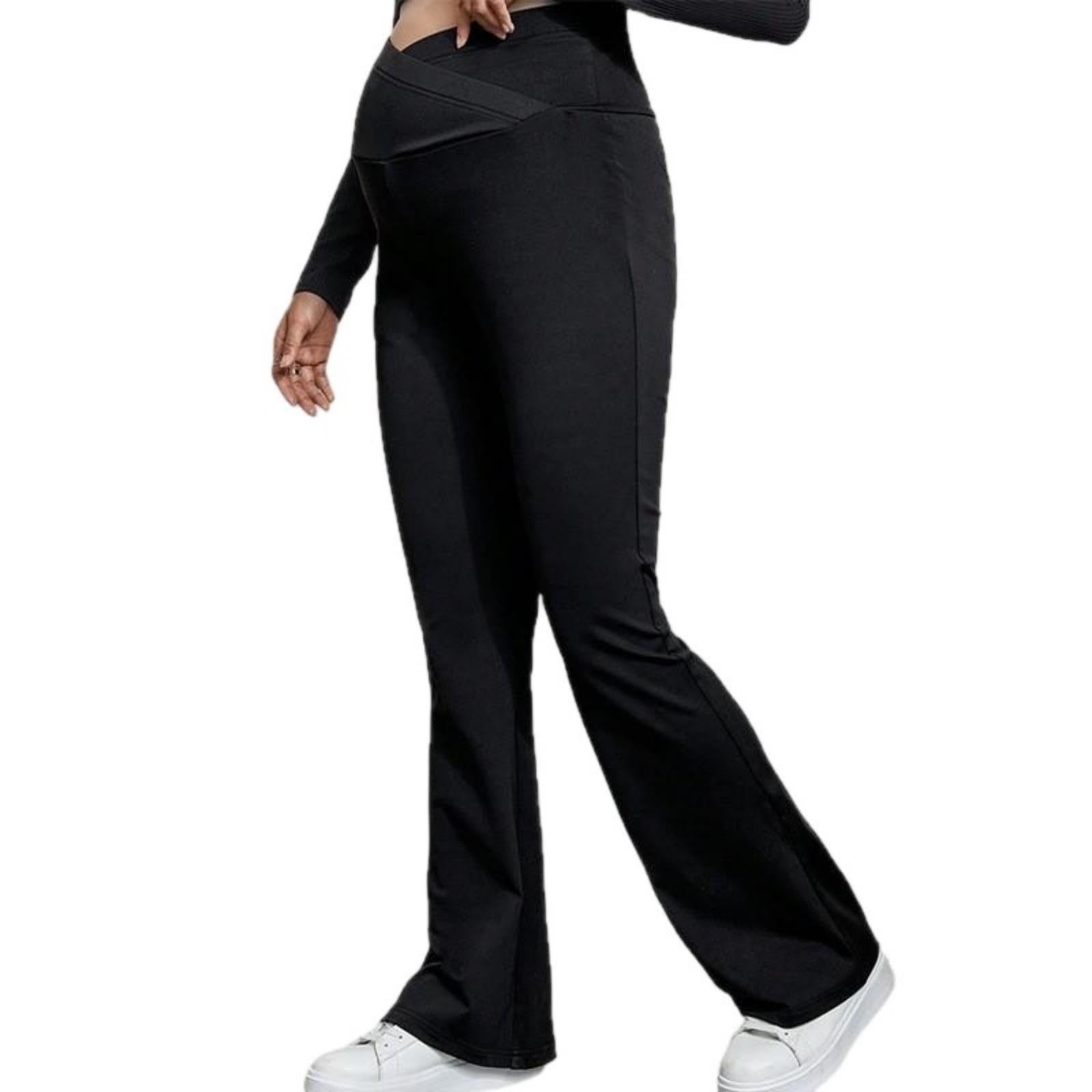 BRGZLK Flare Leggings for Maternity Solid Color V Cross Belly Support — free download