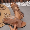 thumbnail image 1 of BRGZLK Flat Sandals for Women Fahion Comfortable Plus Size Solid Color Women Open Toe Ankle Strap Walking Flat Shoes for Summer 2026 Brown 8.5, 1 of 8