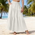 thumbnail image 1 of BRGZLK Flowy Skirts for Women Summer Casual Solid Color Lightweight Breathable Tulle Maxi Long Skirt with Pockets,High Waist Flowy Skirt White XXL, 1 of 6