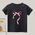 thumbnail image 1 of BRGZLK Girl Bow Graphic T Shirt Fashion Casual Cute Bow Print Comfy Round Neck Short Sleeve Top for Teens Trendy Oversized Tops Black 4-5 Years, 1 of 3