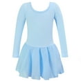 thumbnail image 1 of BRGZLK Girl Leotard Skirt Spring Solid Color Round Neck Elastic Long Sleeve Ruffle Edge Dress Princess Dress Ballet Tutu Dress Light Blue 5-6 Years, 1 of 4