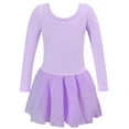 thumbnail image 1 of BRGZLK Girl Leotard Skirt Spring Solid Color Round Neck Elastic Long Sleeve Ruffle Edge Dress Princess Dress Ballet Tutu Dress Purple 2-3 Years, 1 of 4