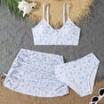 thumbnail image 1 of BRGZLK Girl's 3 Piece Bikini Set 2026 Trendy Floral Print Halter Top and Drawstring Beach Skirt with Swimsuit Bottoms Cute Ruched Bathing Suit Three-Piece Swimsuit Set Beige 9-10 Years, 1 of 5