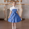 thumbnail image 1 of BRGZLK Girl's Summer Dresses Solid Color Turn-Down Collar Button-Down Short Sleeve Dress Casual Comfortable Cute Knee Length Dresses with Belt Blue 9-10 Years, 1 of 5