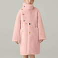 thumbnail image 1 of BRGZLK Girls Coat Solid Color Faux Fur Coat Winter Girl Imitation Mink Hair Fuzzy Coat Medium Long Style Long Sleeved Cotton Thickened Outwear Pink 7-8 Years, 1 of 5