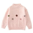 thumbnail image 1 of BRGZLK Girls Cute Sweaters Flower Pullover Cozy Knitted Kids Winter Soft And Warm Crewneck Long Sleeve Tops Pink 7-8 Years, 1 of 2