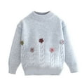 thumbnail image 1 of BRGZLK Girls Cute Sweaters Flower Pullover Cozy Knitted Kids Winter Soft And Warm Crewneck Long Sleeve Tops Sky Blue 11-12 Years, 1 of 2