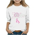 thumbnail image 1 of BRGZLK Girls Cute Tops Breast Cancer Awareness T-Shirts Kids 3/4 Sleeve Loose Round Neck Casual Pullover Top White 12-13 Years, 1 of 4