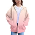 thumbnail image 1 of BRGZLK Girls Hoodies Cute Full Zip Gradient Color Long Sleeve Sweatshirts Fall Winter Warm Fashion Casual Outwear for Kids Pink 11-12 Years, 1 of 5