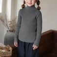 thumbnail image 1 of BRGZLK Girls Long Sleeved Sweater Base Shirt Solid Color 2025 Turtleneck Cable Knit Pullover Cute Fitted Trendy Warm Fall Wintere Tops Gray 2-3 Years, 1 of 4