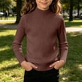 thumbnail image 1 of BRGZLK Girls Mock Neck Sweater Tops Fall Winter Sweet Cute Solid Color Ribbed Knit Long Sleeve Stretch Fit Inner Layer Tees for Outings, Kids Clothes Coffee 6-10 Years, 1 of 7