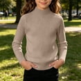 thumbnail image 1 of BRGZLK Girls Mock Neck Sweater Tops Fall Winter Sweet Cute Solid Color Ribbed Knit Long Sleeve Stretch Fit Inner Layer Tees for Outings, Kids Clothes Khaki 3-6 Years, 1 of 7
