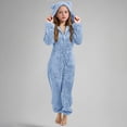 thumbnail image 1 of BRGZLK Girls Onesie Costume Cute Funny Hooded Costume Long Sleeve Zipper Warm Cozy Fashion Winter Warm Costume Casual Homewear Blue 5-6 Years, 1 of 5