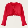 thumbnail image 1 of BRGZLK Girls Open Front Bolero Shrug Cute Solid Color Round Neck Long Sleeved Button Knitted Cropped Cardigan Sweater Red 7-8 Years, 1 of 5