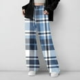 thumbnail image 1 of BRGZLK Girls Plaid Sweatpant Trendy Casual Comfy Wide Leg Drawstring Wear Outside Sweatpants with Pocket for Spring 2026 Blue 9-10 Years, 1 of 5