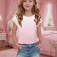 thumbnail image 1 of BRGZLK Girls Short Sleeve T-Shirts Spring Summer Fashion Gradient Printed Tee Children's Round Neck School Blouse Tops Pink 9-10 Years, 1 of 6