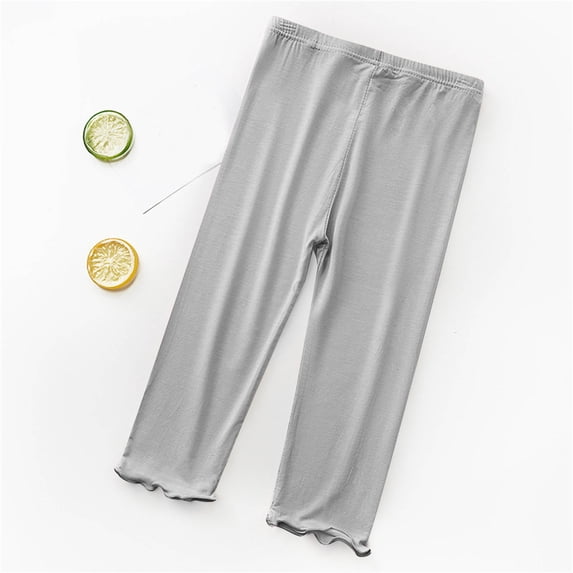 BRGZLK Girls Skinny Pants Leggings 2026 Stylish Solid Color Ruffle Hem Stretchy Comfortable Soft Casual Trousers for Daily Wear Gray 8-9 Years