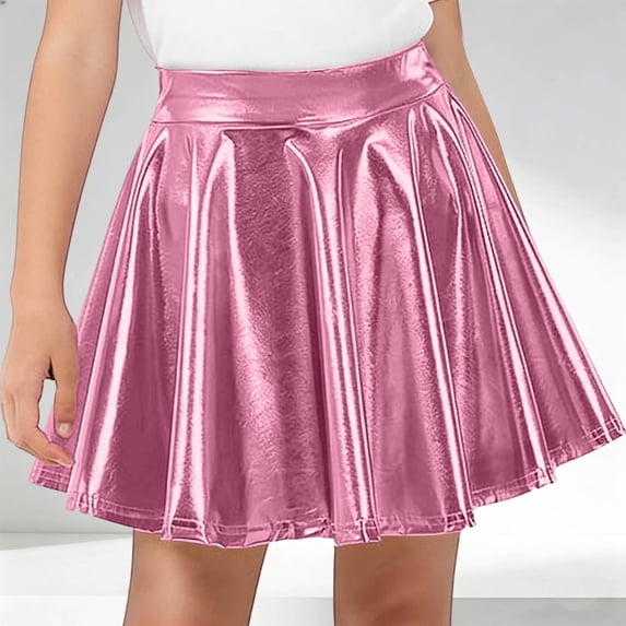 BRGZLK Girls Solid Color Midi Skirt Casual Fashion Cute Glitter Short ...