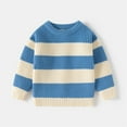 thumbnail image 1 of BRGZLK Girls Striped Crewneck Sweaters Base Sweater Cute Kids Long Sleeve Pullover Casual And Comfortable Knitted Top Blue 9-10 Years, 1 of 3